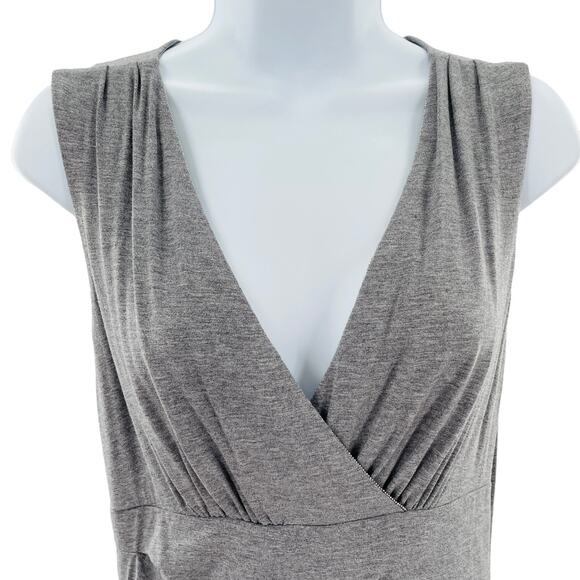 WHBM Gray Knit Faux Wrap Asymmetrical Rhinestone Trim V-Neck Dress Women Sz XS - Picture 7 of 10